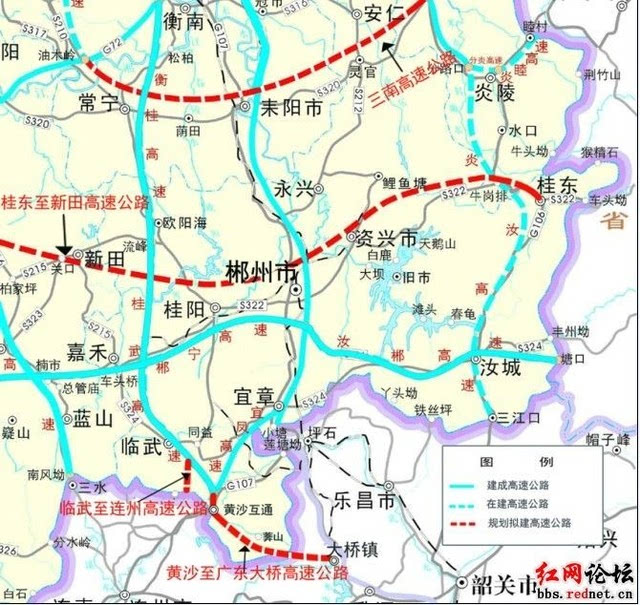 桂新高速公路横跨岳汝,京港澳,京港澳复线,二广4条高速公路,是连接京