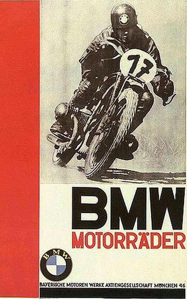 老版摩托车海报:二三十年代宝马摩托车海报