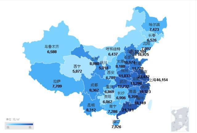 由中国房地产协会主办的中国房价平台数据显示 在全国省会城市房价