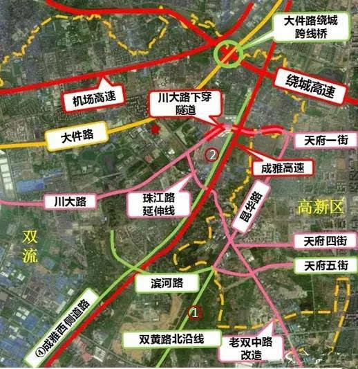 双黄路北延线规划情况:起于双华路,止于天府五街,全2.