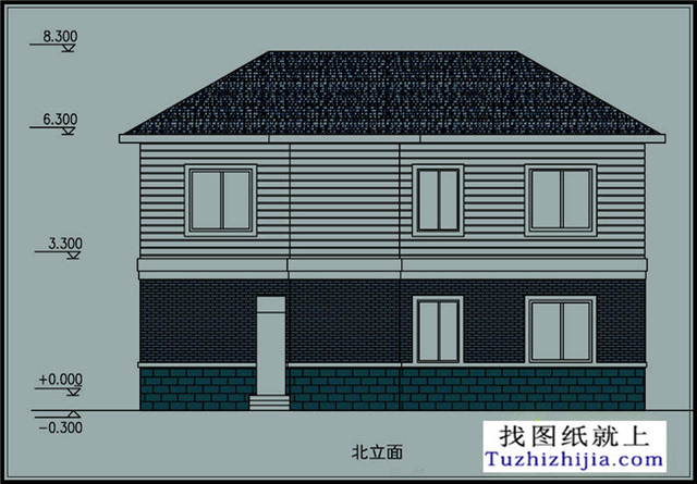 简单大气二层自建小别墅设计cad施工图纸带效果图