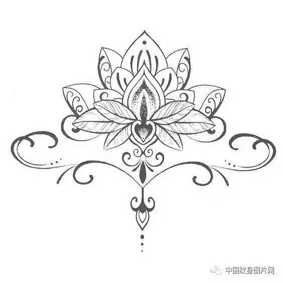 纹身素材:莲花小图腾