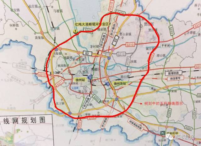 其实是徐州周围的几条高速公路 按照徐州五环路(003省道)路线规划方案