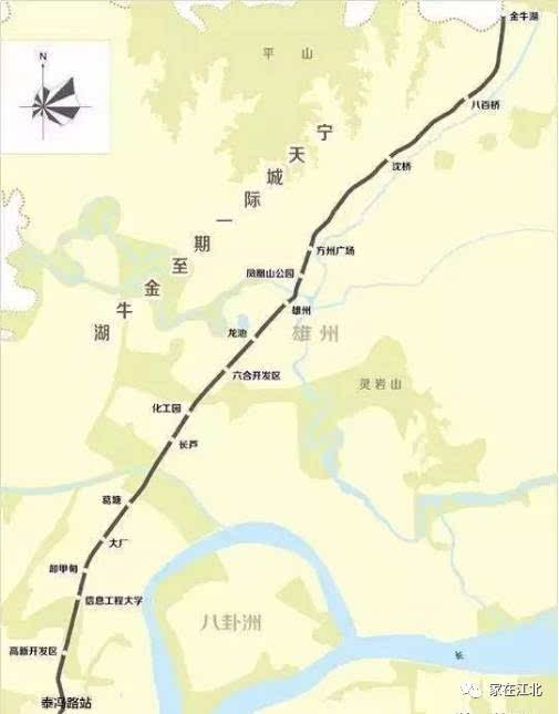 地铁s8号线途径浦口区和六合区,南起桥北地区的泰山新村站,经过浦口