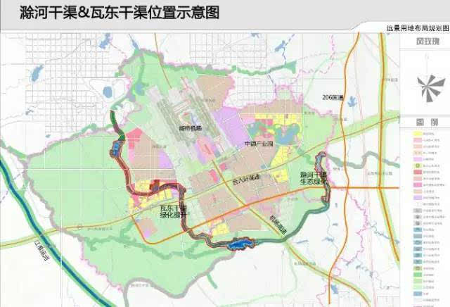 道路建设瓦东干渠左岸镇区部分以绿道,步道为主,右岸以车行道为主