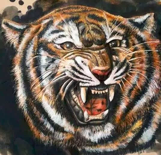 确定这老虎不是一幅油画?而是在皮上雕刻出来的!
