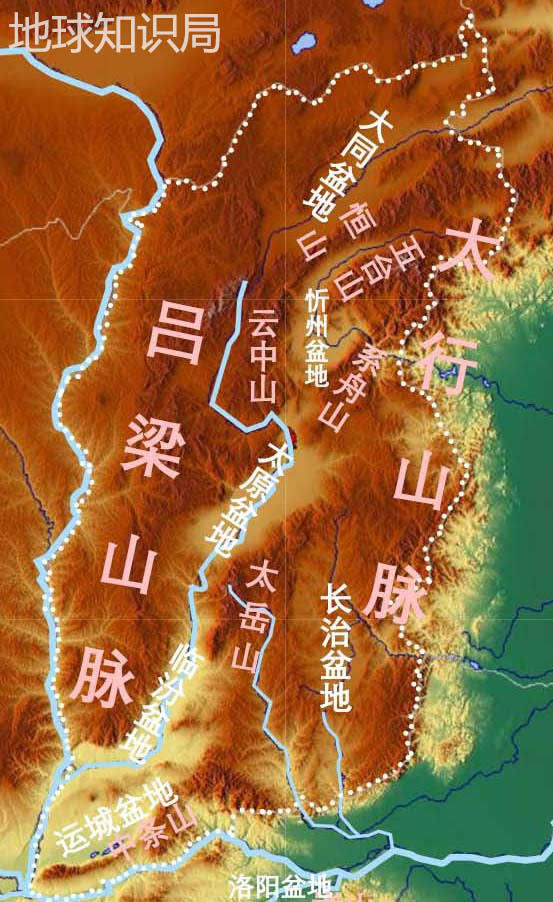 山西盆地分布——地形图