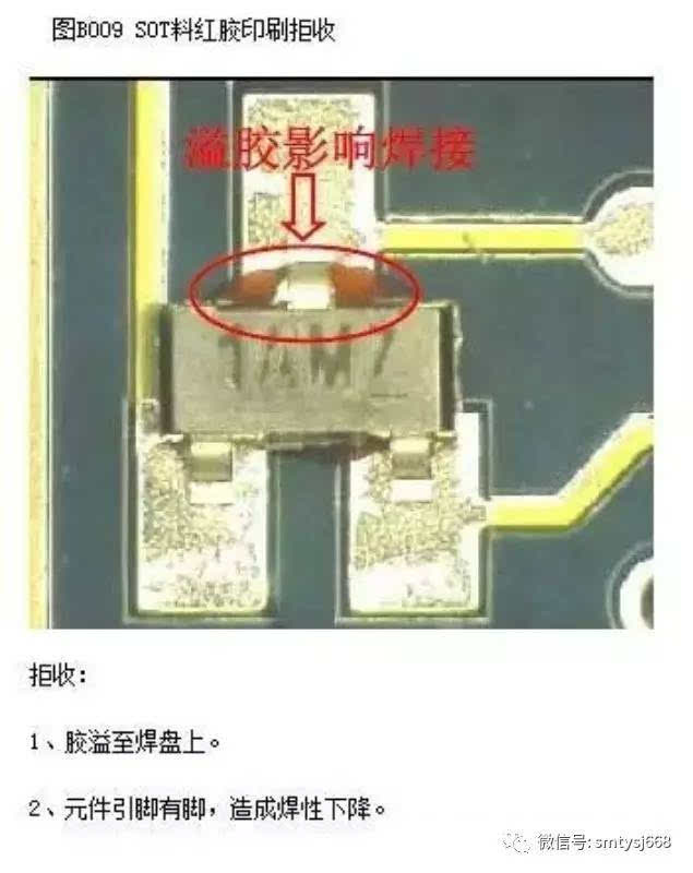 smt电子厂pcba贴片焊接品质工艺不良分析及红胶印刷溢胶判定标准汇总!