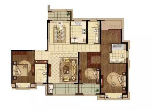 d户型 建筑面积155平米 四房两厅两卫