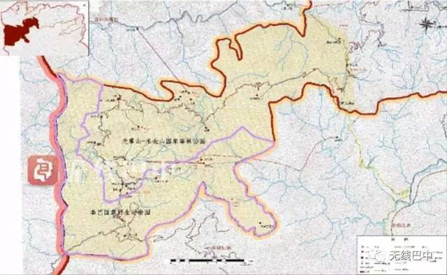 秦岭 大巴山国家野生动物园范围示意图