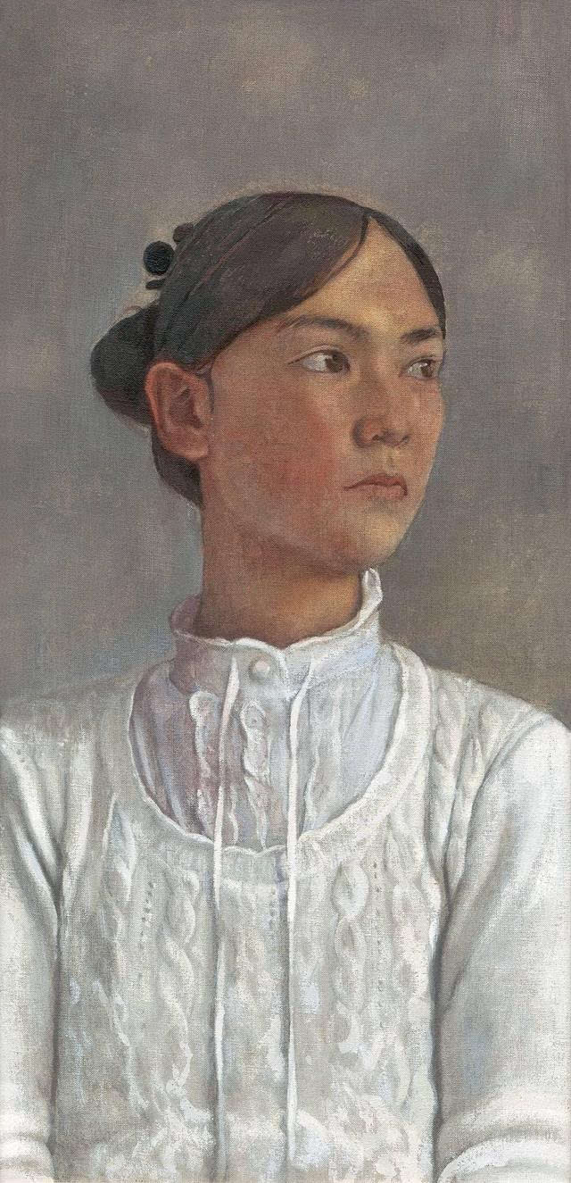 朝戈 白衣女孩 42×84cm 布面油画 2002