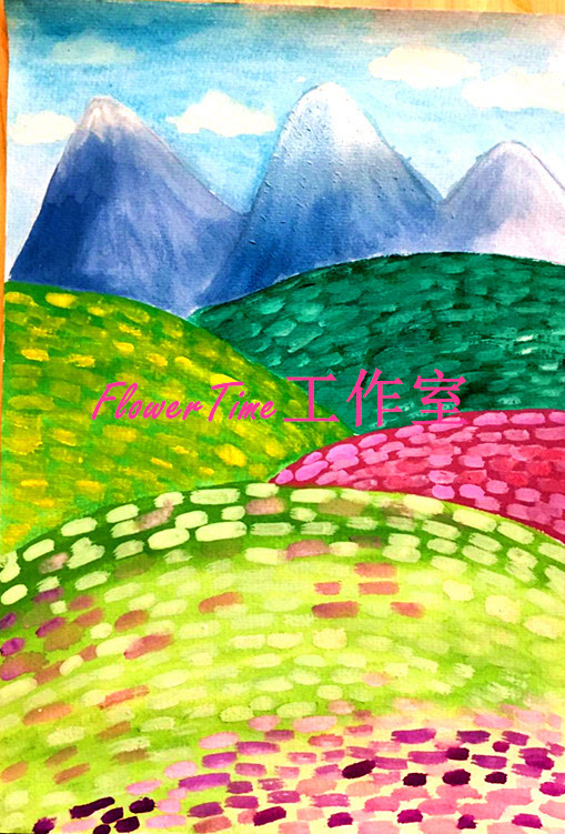 零基础水粉风景画,和孩子一起绘画《阿尔卑斯山的风光》