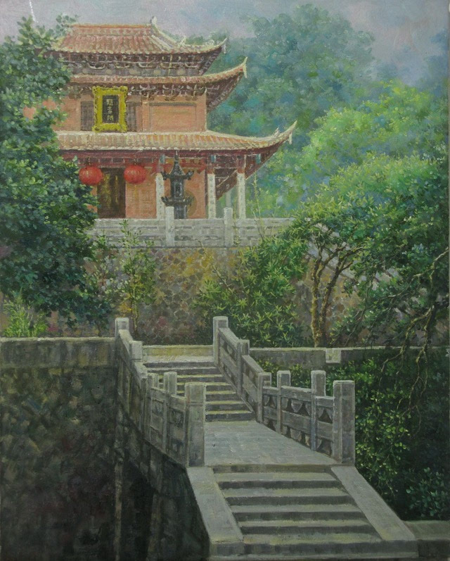 禅房花木深——南山广化寺写生油画