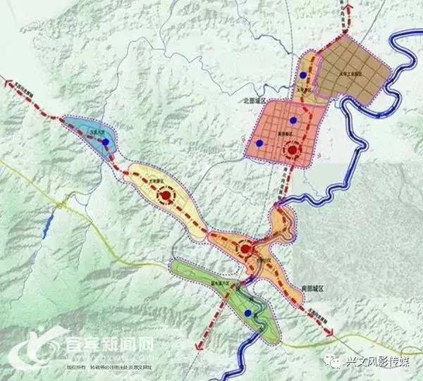 纳黔高速公路连接线以及江兴路,规划建设的兴文县高铁新区目前已完成