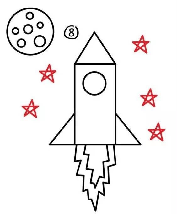 儿童简笔画:一起画火箭飞机,给自己小小的满足