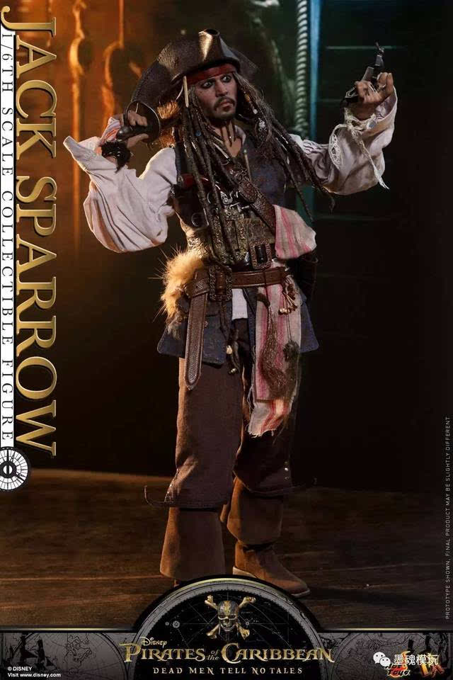 hottoys 新品:1/6 dx15《加勒比海盗5:死无对证》 - 杰克船长 jack