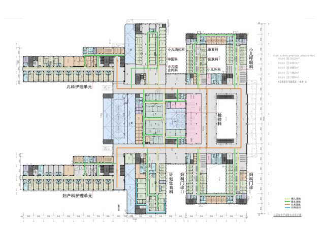 儿童的鲜明特点—▲西北妇儿医院二层平面图 内部空间 针对患者群体的