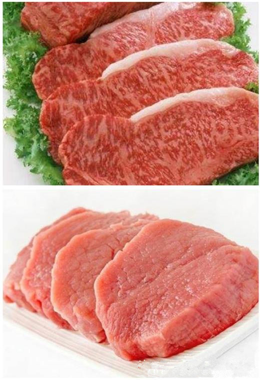 瘦肉中分部着明显的大理石花纹,就像牛肉的雪花肉一样,这是高档猪肉