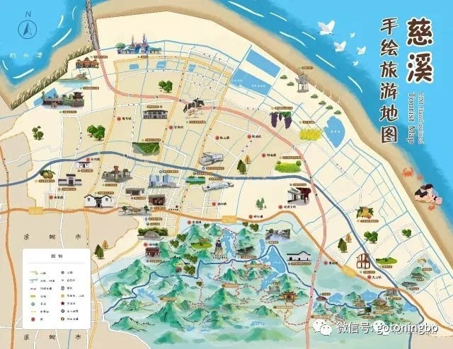 这份手绘地图带你游遍慈溪!宁波市区的领取地是