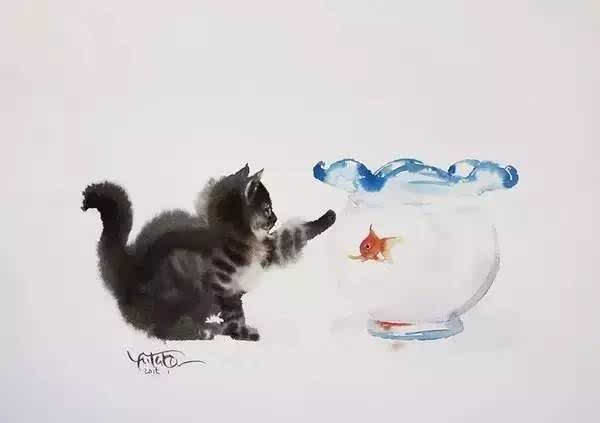 画猫如有神的日本水彩画家