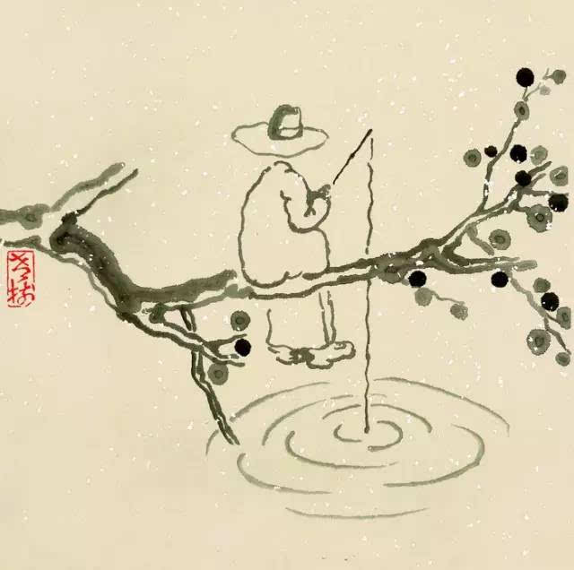 老树画画:夏日的晚风,寂寞的花枝. 拥半盏清茶,对一册