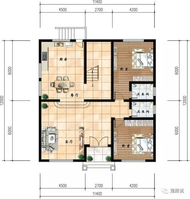 11.4×12米农村别墅,不可错过的两层户型图