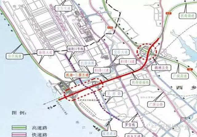 机场互通为广深沿江高速公路(s3)与深圳至中山跨江通道(g15)交通转换