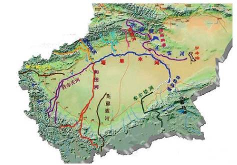 塔里木河由发源于天山山脉的阿克苏河,发源于喀喇昆仑山的叶尔羌河