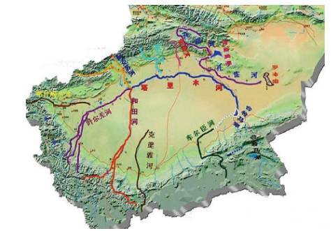 塔里木河全长2179千米,由多条河流汇合而成,最后流入台特马湖.