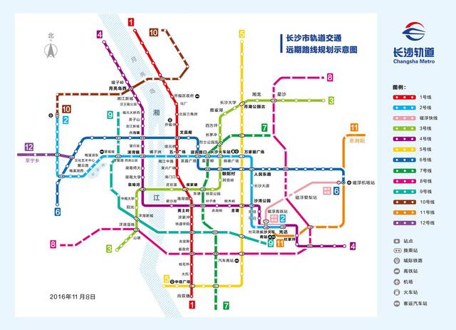 远景:长沙未来将有12条地铁线路