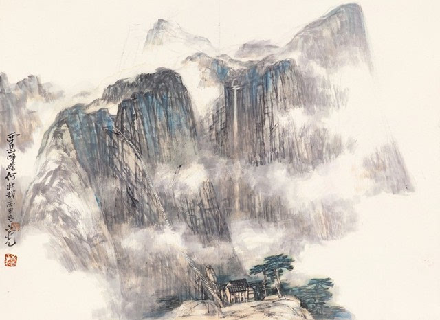 张之光《西岳峥嵘何壮哉 51x70cm,2016