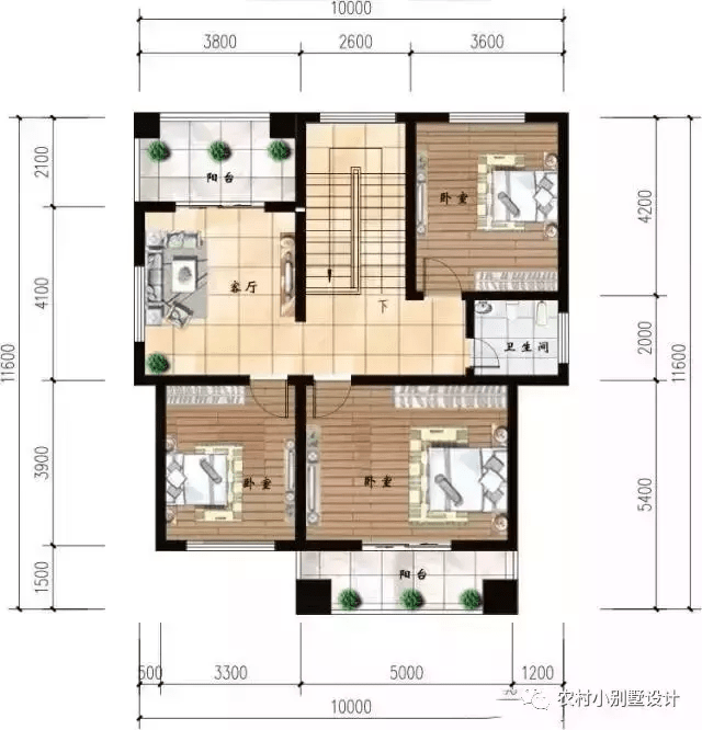 二款开间10米的三层精致农村别墅户型 小基地福音