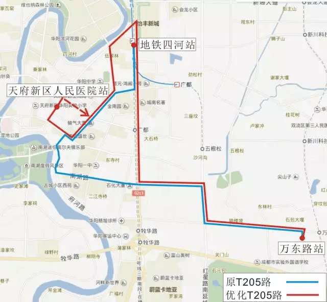 万东路站发出后,经万东路,海昌路东延线,红星路南延线一段,梓州大道