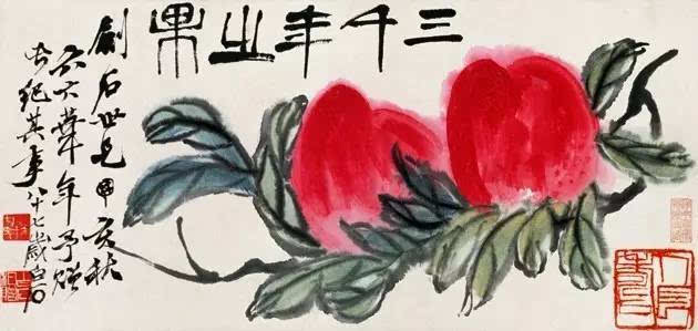 富有余味的诗意 齐白石册页 现代画家 潘天寿 ▽ 他作品风格的大气