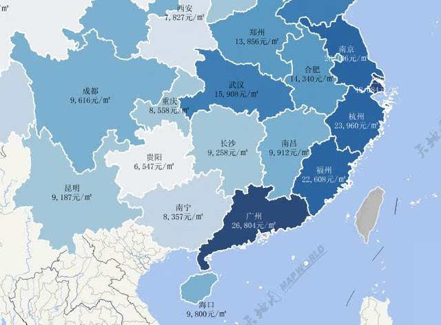 中国省会城市房价破万12座,占比接近40%