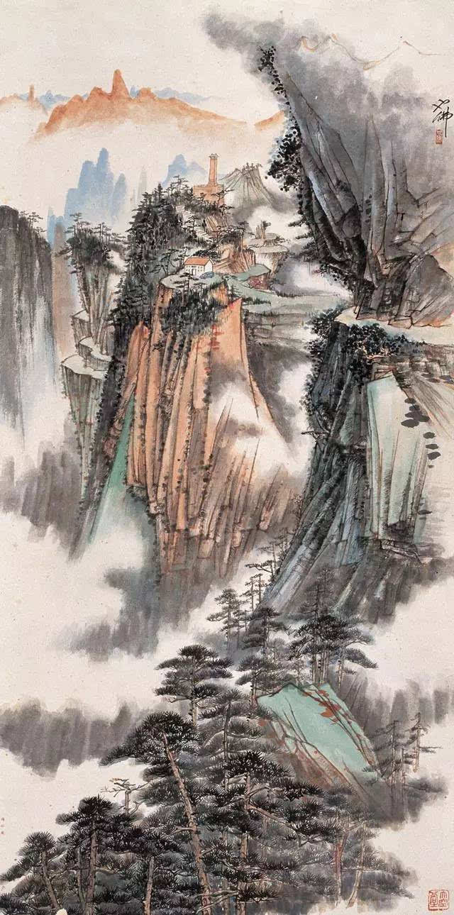 胡也佛山水画,笔墨苍劲?