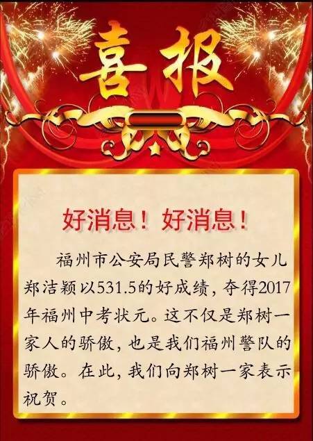 2016年福州中考状元公布