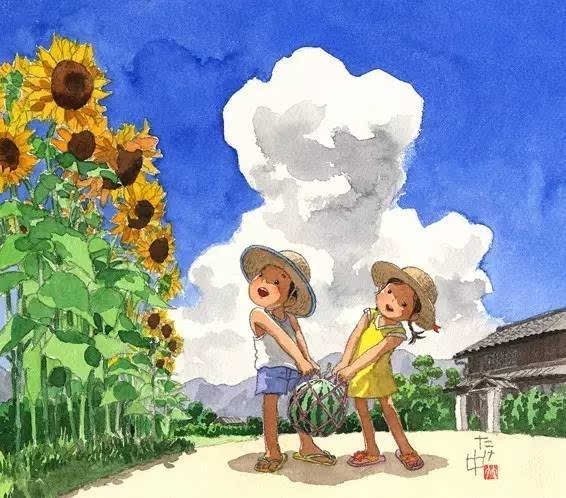 治愈插画「儿时夏日」:请以童年的信仰去爱去生活