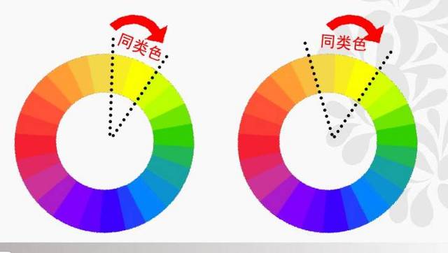 同类色 同类色是指单一色相变化明度,纯度达到的丰富效果的色彩关系