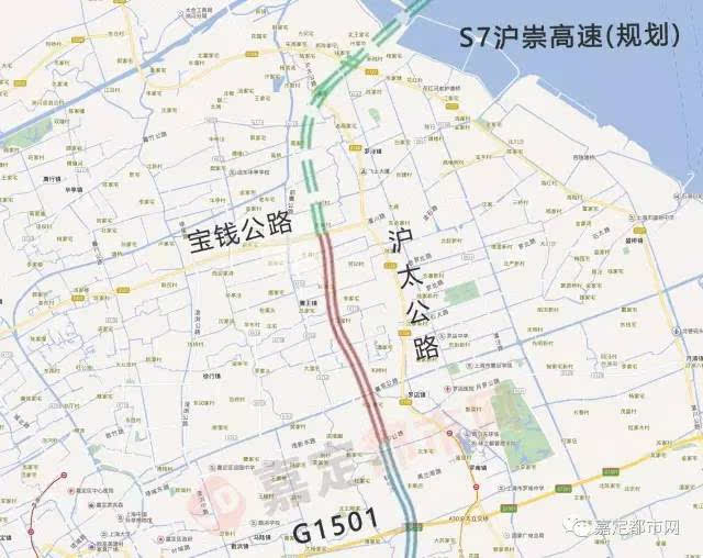 于宝山区罗泾镇与s16公路(沿江高速二期)和s22公路相交,远期(2020年