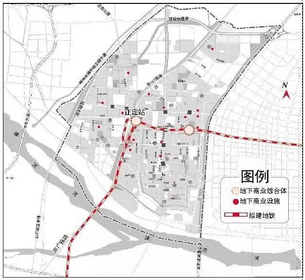 通过公示,我们可以看出正定县 地下轨道交通线路的规划的轨迹为: 从