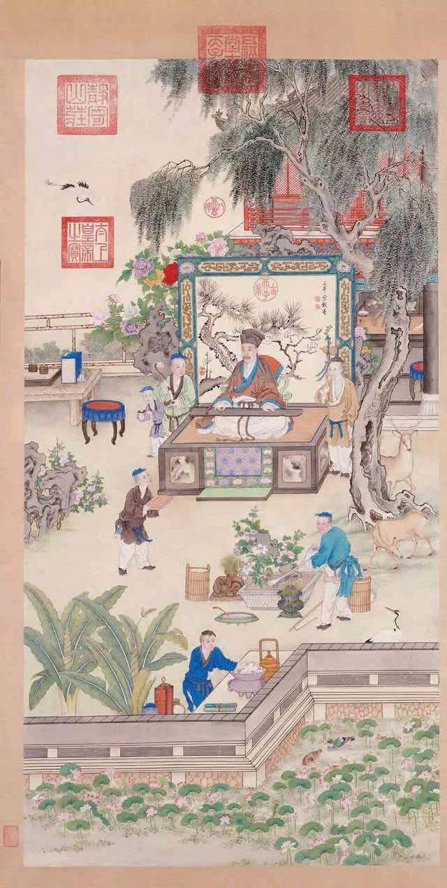 画中,身着汉装的帝王肖像及行乐图不胜枚举,这同汉族文化对清宫生活的