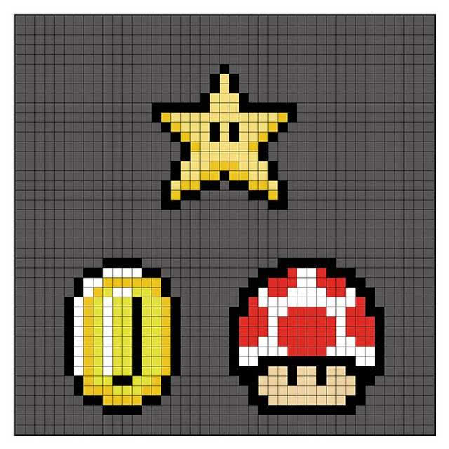 ——马里奥的蘑菇,金币,星星—— 不管是拼豆还是游戏里的超级玛丽,这