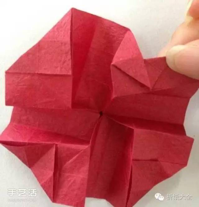 【折纸大全】超详细川崎玫瑰的折法图解 包括花朵和花托
