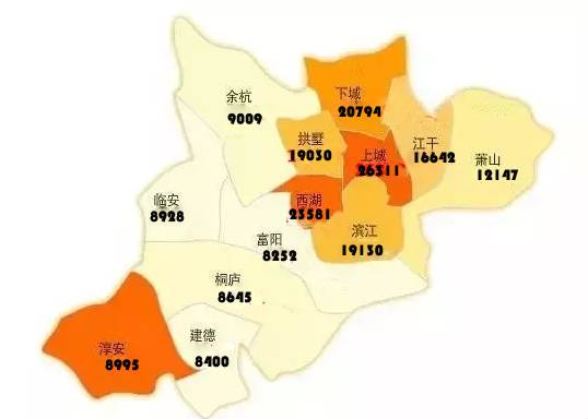 「杭州1月13区房价地图」