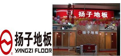 最新强化复合木地板十大品牌排名扬子地板标志,店面实景图展示如上