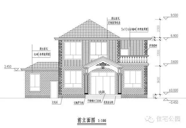 新农村自建房 2层10米x9米 带神位独立厨房 含平面图:立面图