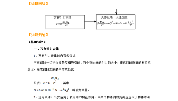 高考物理万有引力定律知识点总结