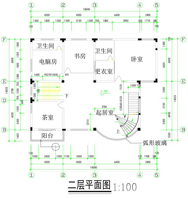 是夹层,餐厅和厨房设置在二楼,可以俯瞰一楼大厅;楼梯向下为旋转楼梯