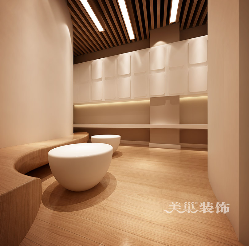 郑州工装-600平早教中心装修-柔和流动绿色设计